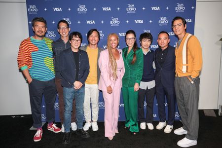 Destin Daniel Cretton, Gene Luen Yang, Ke Huy Quan, Kelvin Yu, Ayo Davis (President, Disney Branded Television), Michelle Yeoh, Ben Wang, Melvin Mar, Daniel Wu