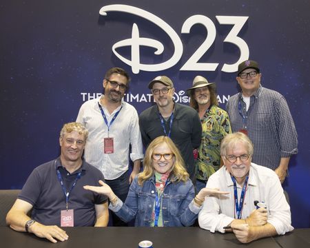 FRONT: AL JEAN (PRODUCER), NANCY CARTWRIGHT, MATT GROENING (CREATOR/EXECUTIVE PRODUCER) BACK: BRIAN KELLEY (WRITER), MATT SELMAN (WRITER/PRODUCER), DAVID SILVERMAN (PRODUCER/DIRECTOR), MIKE PRICE (EXECUTIVE PRODUCER)